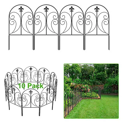 10 Packs Metal Garden Fence Panel Set Rustproof Flower Bed Fence Animal Barrier • $26.95