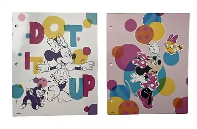 Disney Minnie Mouse 3 Hole 2 Pocket Portfolio Folders Set Of 2 Do It Up New • $8.95