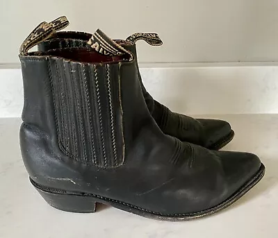 Potro Salvaje Botin Charro Leather Western Rodeo Cowboy Boots MX 25 US 6.5 Black • $59.99