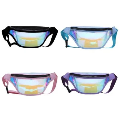 $17.90 • Buy Clear Holographic Laser Punk Transparent Waist Pack Fanny Pack Belt Bum Bag
