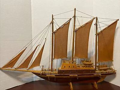 Antique Wooden Cutter Sailing Ship Model 29 Inch Long Beautiful • $49.99