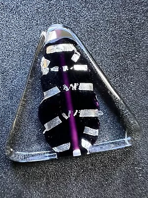 1x Czech Glass Lampwork Bead Purple Silver Foil Triangle 26mm Focal (jb3300) • £2.35