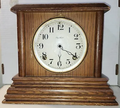 The E. Ingraham Company Vintage Wood Mantel Clock With Key Bristol Conn. USA • $58.16