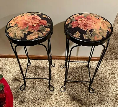 Pair (2) Of Antique Ice Cream Stools Twisted Metal Refinished For Bar Or Island  • $195