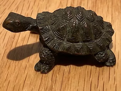Vintage Solid Bronze Turtle Sculpture Symbol Of The World Earth & GOOD LUCK! • $27.99