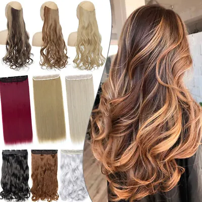 Ombre Thick 1Piece Half Full Clip In Hair Extensions Curly Wavy As Human Hair US • $14.40