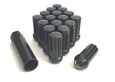 20x Pc Black Spline Lug Nuts | 9/16  | 9/16-18 | Acorn XL Long Tall + Socket Key • $19.99