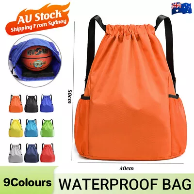 Waterproof Sport String Drawstring Bag Pack Sack School Gym Tote Backpack Casual • $10.04