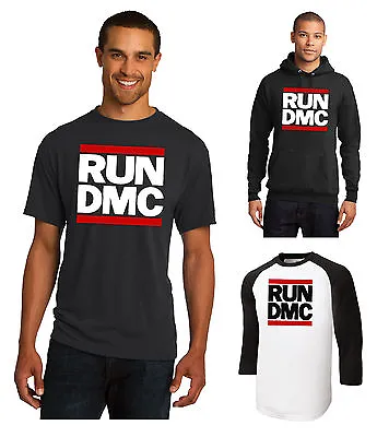 New RUN DMC T-Shirt 3/4 Sleeve Or Hoodie JMJ Retro Rap Hip Hop Tee Black White • $31.99