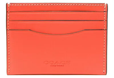 NEW Authentic COACH Mens Leather Slim Card Case Holder ID Wallet Tangerine C9997 • $41.98