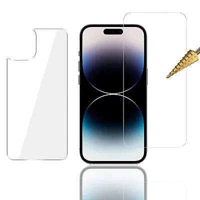 Tempered Glass Screen Protector For Apple IPhone 14 PRO Front And Soft Film Back • $6.99