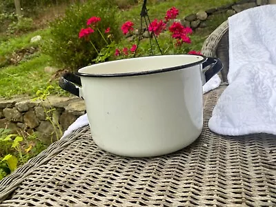 Vintage White Enamel Measuring Pan W/out Lid 7 Pints Farmhouse Decor 15 Cups • $12