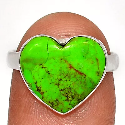 Heart - Composite Kingman Green Mohave Turquoise 925 Silver Ring S.8 CR34744 • $12.99