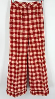 Vintage Bobbie Brooks Pants Womens 4 Wool Blend Union Wide Leg Cuffed Retro Pink • $112.49