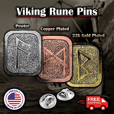 Viking Rune Pins Rune Charms Pewter Nordic Rune Pin Brooch Made In USA • $17.89