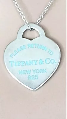 RARE Tiffany&Co Collectors Item Return To Blue Enamel Tag Necklace Sterling 18  • $425.71