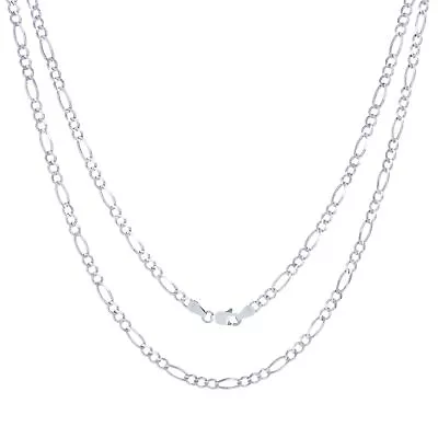 14K Solid White Gold 4mm Mens Figaro Italian Link Chain Pendant Necklace 16 -28  • $542.98