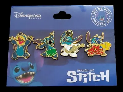 Disney DLRP - Stitch Booster 4 Pin Set - STITCH As GODZILLA ALIEN ELVIS & HULA • $15.95