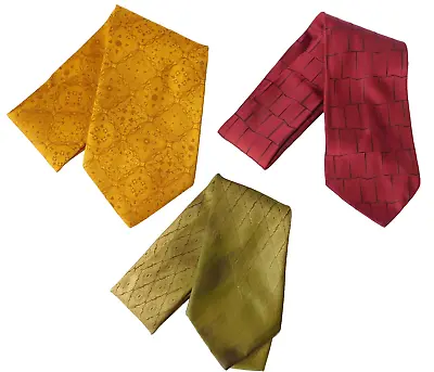 Vintage Mens Neck Tie LOT BEAU BRUMMELL TREVIRA Gold Green Red Damask Work • $29.95