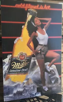 Vintage Miller Genuine Draft Poster Is The Cold Filtered Beer Is Hot 20/30” • $32.39
