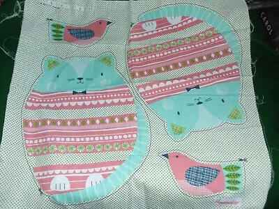 HOMEMAKER MAGAZINE FABRIC PANEL By BETHAN JANINE ~ CEDRIC CAT & BERTIE BIRD • £5.99