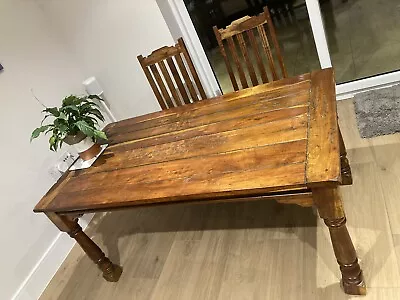 £200 • Buy Mango Wood Dining Table With 2 End Extensions And 6 Chairs