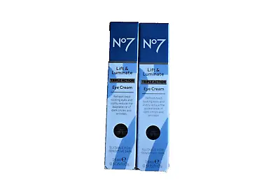 2 X No7 Lift And Luminate Triple Action Eye Cream 15ml • £15.95