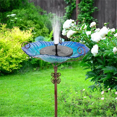 30'' Tall Flower Glass Bird Bath Water Dish Glass Top Feeder Bowl W/ Metal Stake • $31.97