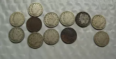 11 Liberty V Nickels 1899-1911 With Cents & 1 No Cents 1883 • $15