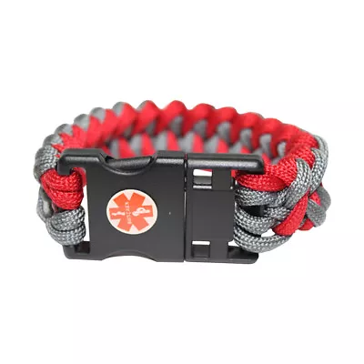 Paracord EMR MediChip Adult Bracelet By Key2Life Color Red And Gray • $39.95