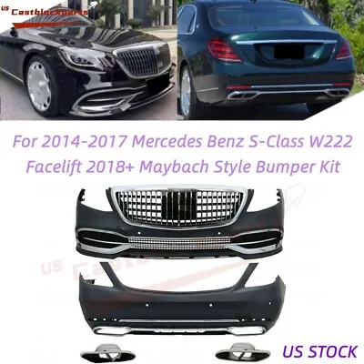 For Mercedes W222 560 S-Class Facelift 18-20 Maybach Style Front Rear Bumper Kit • $1585.08