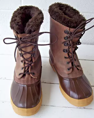 Sorel Eddie Bauer Ridgeline Snow Duck Boots~Leather+Rubber~Wool Liners~Women's 9 • $24