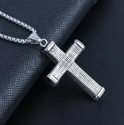 Celtic Cross Pendant Stainless Steel  Necklace 24  Chain Men Necklace *UK* • £4.99
