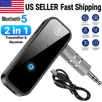 USB Wireless Bluetooth 5.0 Transmitter Receiver 2in1 Audio Adapter 3.5mm Aux Car • $8.90