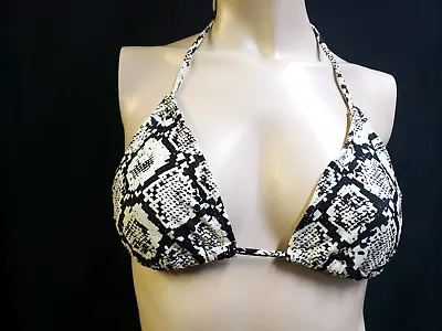 Ocean Pacific Black And Cream Boho Tribal Print Triangle String Bikini Top Small • £2.84