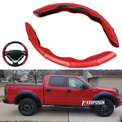 Red Car Steering Wheel Cover PU Anti-slip For Ford F150 F250 F-350 Super Duty • $15.05