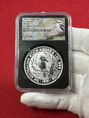 1991 $5 Australia Silver Kookaburra Ngc Ms70 Re-issued In 2012 1 Troy Oz .999 • $249.95