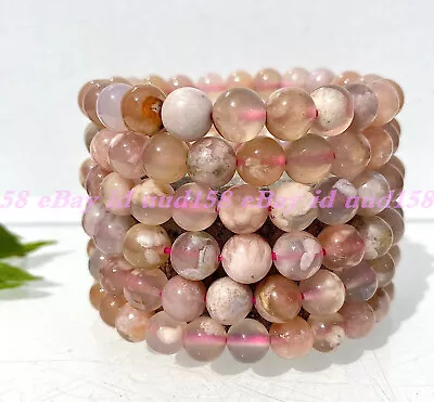 Wholesale 6 Pcs Cherry Blossom Flower Agate 8mm 7.5” Stretch Bracelet Natural • $29.43