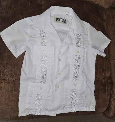 Boy's Button-Up Mexican Guayabera Wedding Baptism Dress Shirt Size 2T Toddler  • $12.99