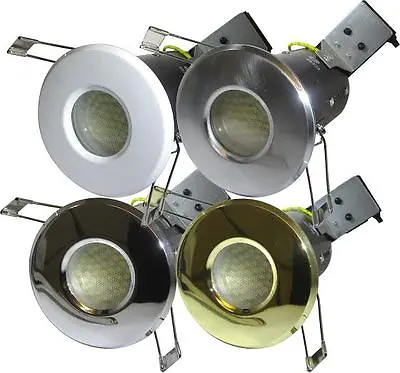 LED BATHROOM SHOWER DOWNLIGHT 240v MAINS FIRE RATED Chrome White Brass • £6.50