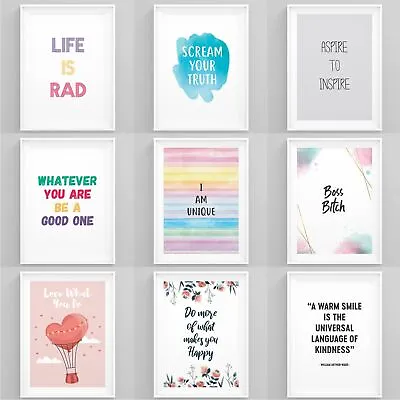 Inspirational Quotes Prints Framed Wall Art Motivational Posters Good Vibes Art • £3.49