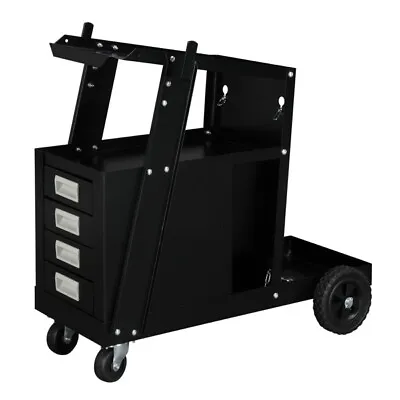 4 Drawers Portable Wheels Steel Welding Cart Black • $116.64