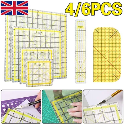 4/6pcs Acrylic Quilting Ruler Transparent Square Quilter Ruler Fabric Cutting Y • £12.68