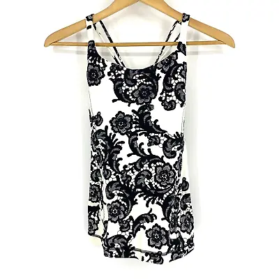 $31.49 • Buy Lululemon Tank Top Size 4 Womens Black Ivory Floral Laceoflage Yoga Free To Be