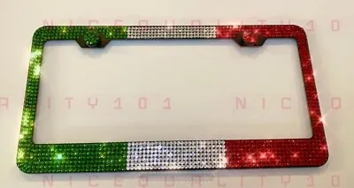 7 Rows Mexico Flag License Plate Frame Holder Made W/ Swarovski Crystals • $74.99