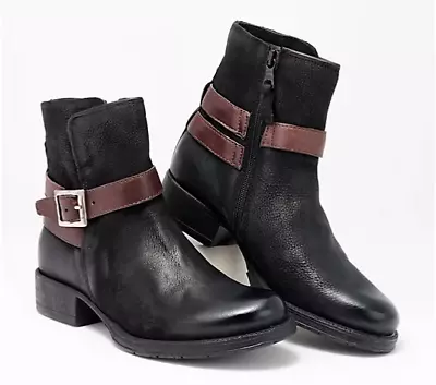 Miz Mooz Leather Buckle Ankle Boots - Novo Women's Black-EU 36(US 5.5-6) NIB • $79.99