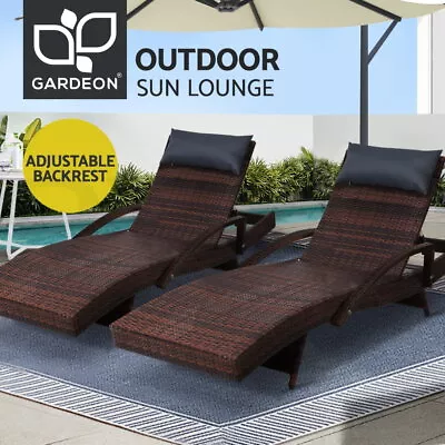 Gardeon Sun Lounge Setting Rattan Wicker Lounger Outdoor Furniture Garden Patio • $259.95