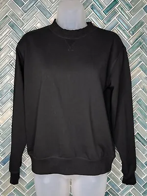 H&m Womens Black Xs Basic Long Sleeve Pullover Crew Neck Fleece Sweatshirt • $10.99