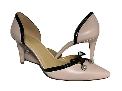 Michael Kors Gia Flex D'Orsay Pump Heels Pointy Toe Leather Black Size 10 Pink • $109.99