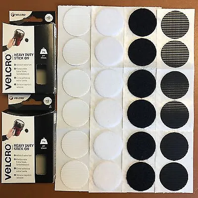 Velcro Heavy Duty Self Adhesive Stick On Large Discs Coins 45mm In Black/White • £2.49